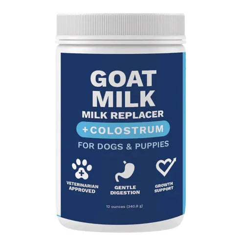 MILK REPLACER w GOAT MILK POWDER + COLOSTRUM - PUPPY 12oz JAR - PET Buddy's
