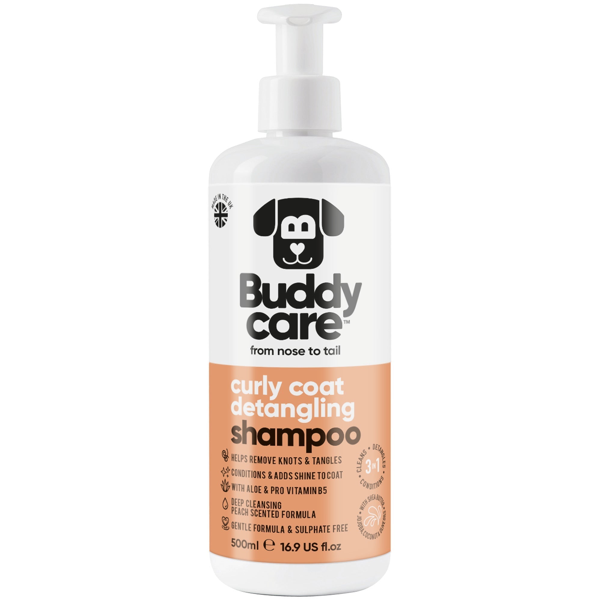 Curly Coat Detangling 3in1 Peach Dog Shampoo - PET Buddy'sPet Shampoo & Conditioner
