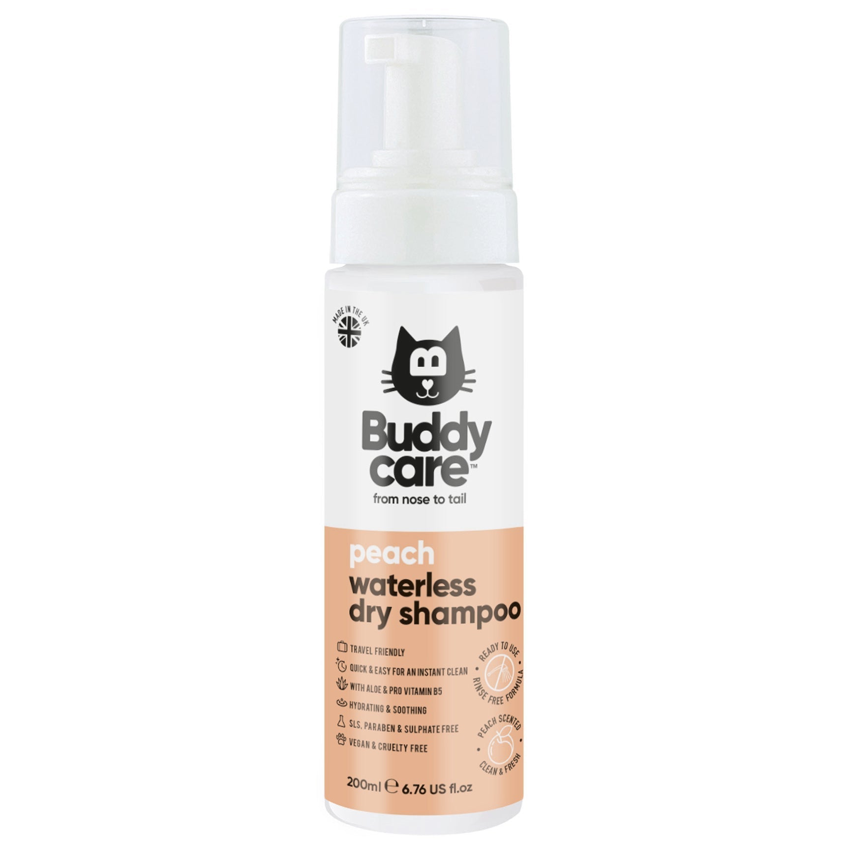 Peach Waterless Dry Cat Shampoo - PET Buddy'sPet Shampoo & Conditioner